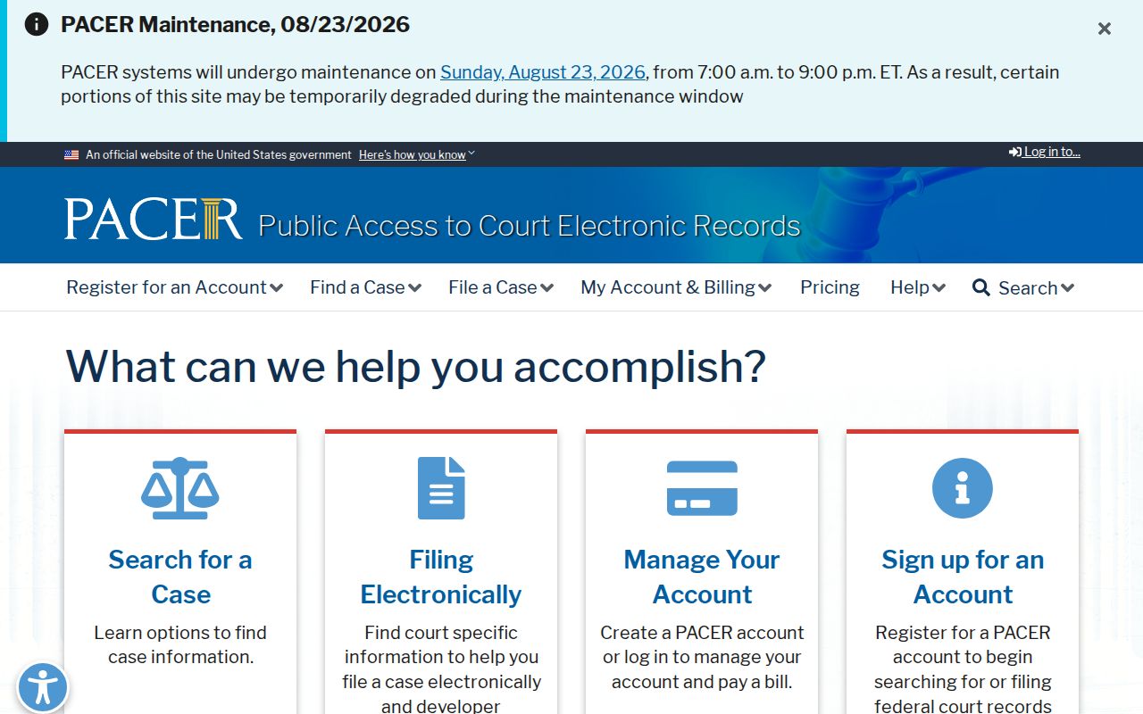 PACER federal court search for a Clermont name